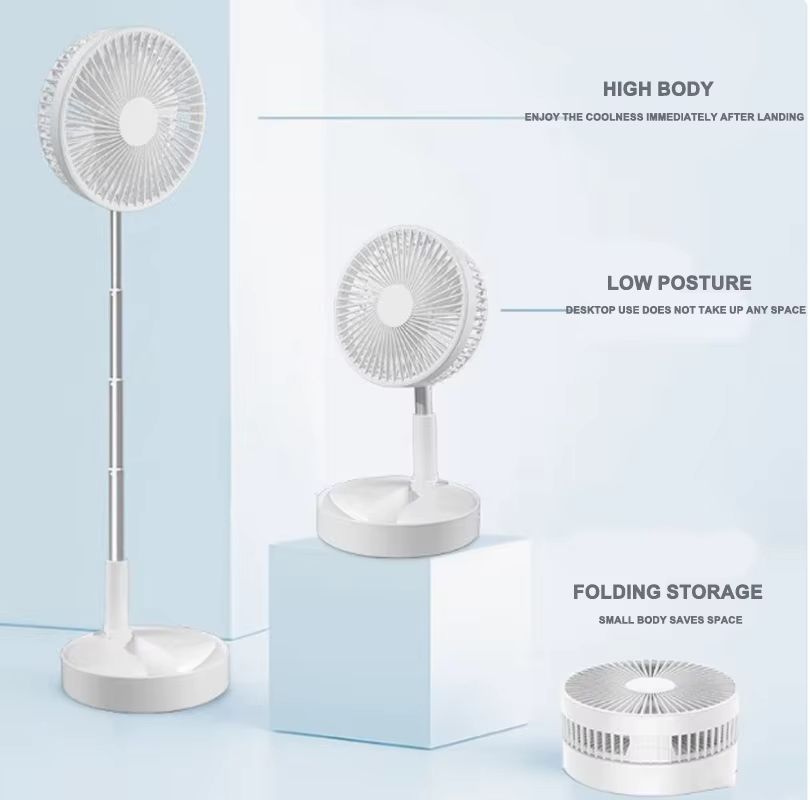 Portable USB Rechargeable Folding Fan  Telescopic Quiet And Long Battery Life For Camping Fishing H 1