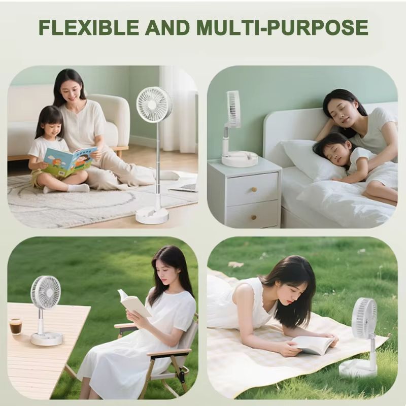Portable USB Rechargeable Folding Fan  Telescopic Quiet And Long Battery Life For Camping Fishing H 2