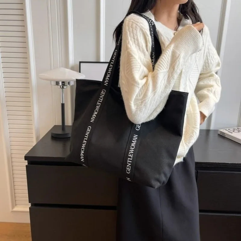 Hot Selling Canvas Shopping Bag, Fashion and Leisure Zipper Women's Tote Bag, New High Quality Large Capacity bag