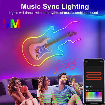 5V USB RGBIC Neon LED Strip, 1-5M IP65 Waterproof Bluetooth App Control, DIY Neon Decoration Lighting with Remote