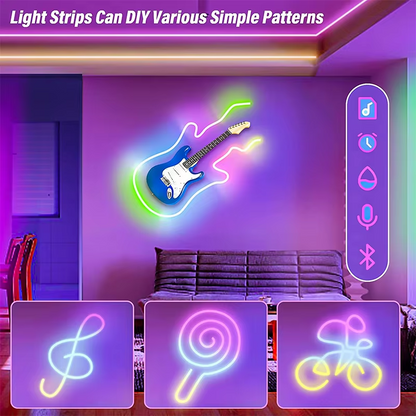 5V USB RGBIC Neon LED Strip, 1-5M IP65 Waterproof Bluetooth App Control, DIY Neon Decoration Lighting with Remote