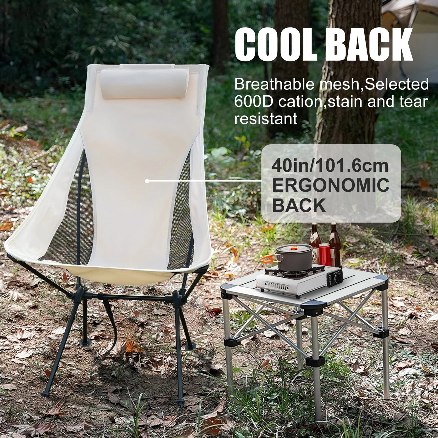 Lightweight Portable Folding Camping Chair With Headrest Aluminum Alloy Outdoor Furniture For Fishi