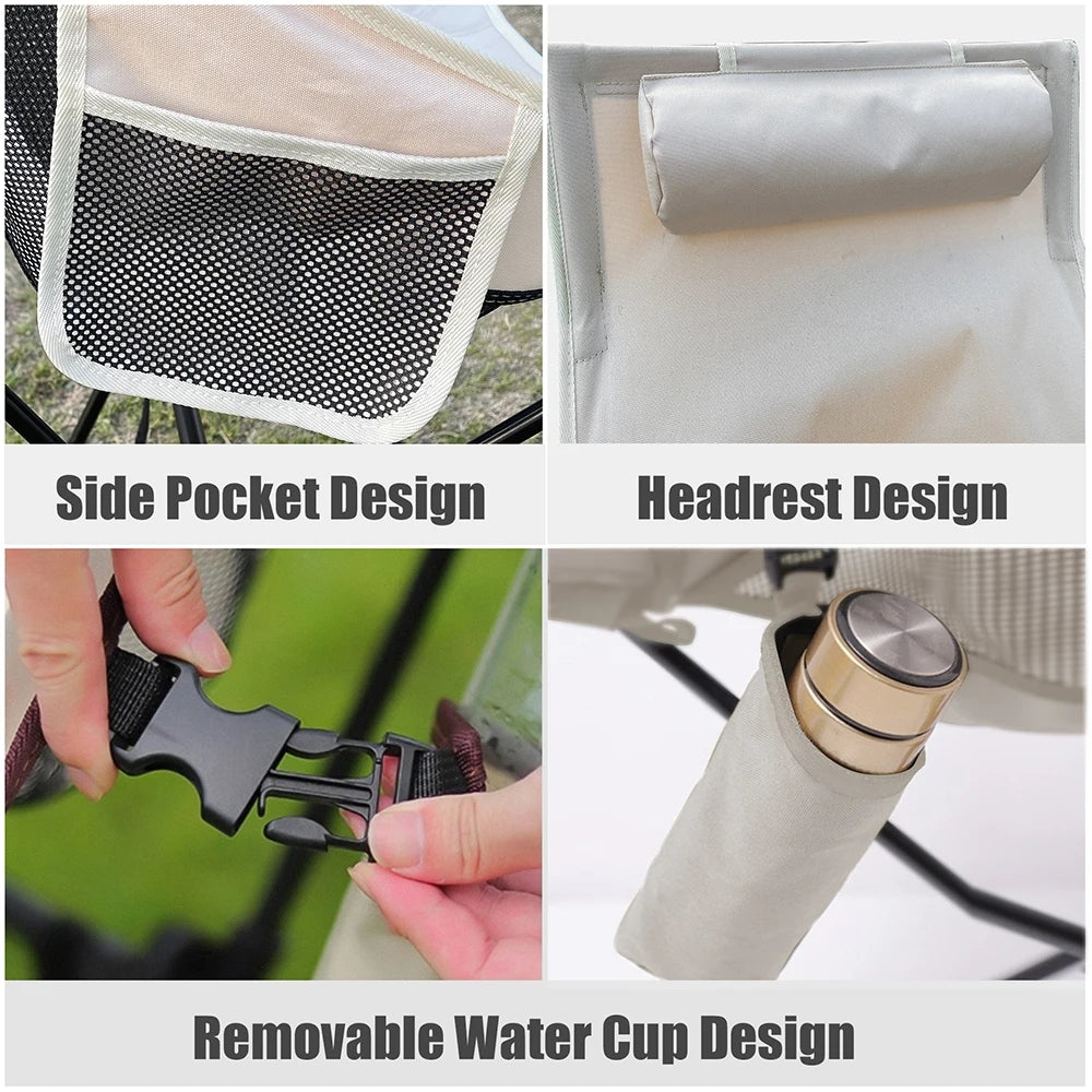 Lightweight Portable Folding Camping Chair With Headrest Aluminum Alloy Outdoor Furniture For Fishi
