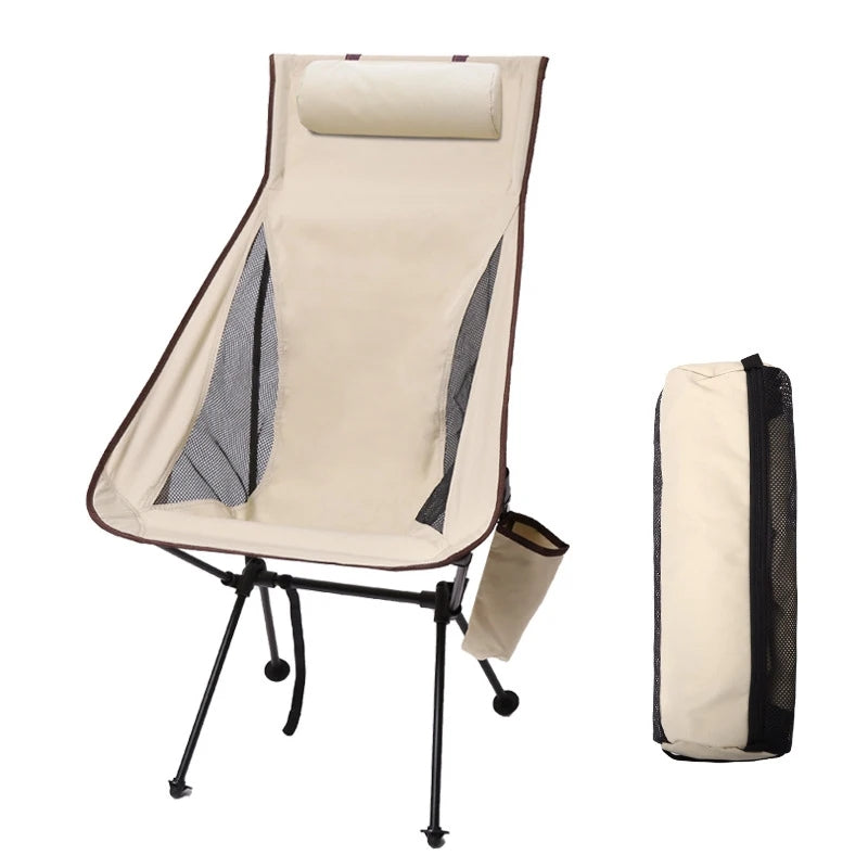 Lightweight Portable Folding Camping Chair With Headrest Aluminum Alloy Outdoor Furniture For Fishi