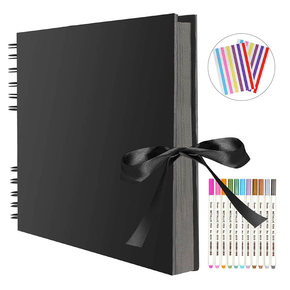 DIY Memory Book With 80 Black Pages Kraft Cover Scrapbook Album For Wedding Anniversary Gifts And P 1