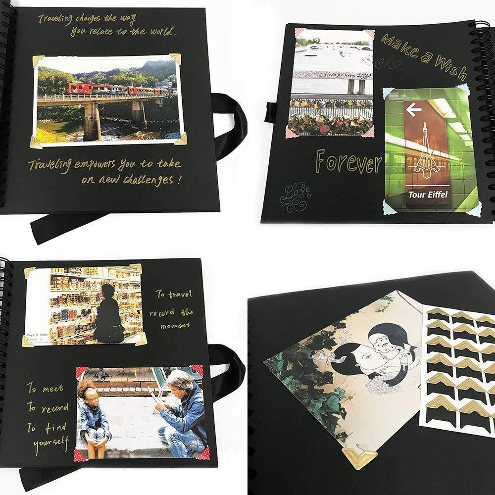 DIY Memory Book With 80 Black Pages Kraft Cover Scrapbook Album For Wedding Anniversary Gifts And P 2