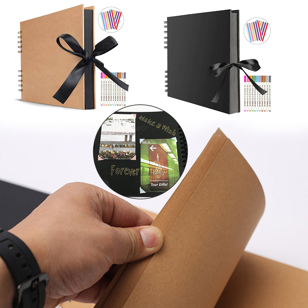 DIY Memory Book With 80 Black Pages Kraft Cover Scrapbook Album For Wedding Anniversary Gifts And P 3