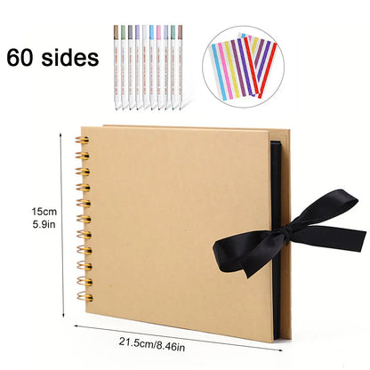 DIY Memory Book With 80 Black Pages Kraft Cover Scrapbook Album For Wedding Anniversary Gifts And P 5