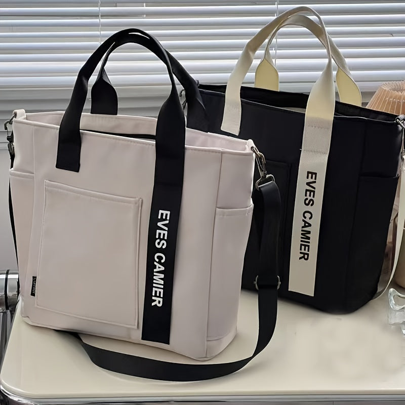 Fashionable Canvas Tote Bag, Hand Carry Duffel Bag, Shoulder Bag For Women Messenger Bag with Zipper Closure