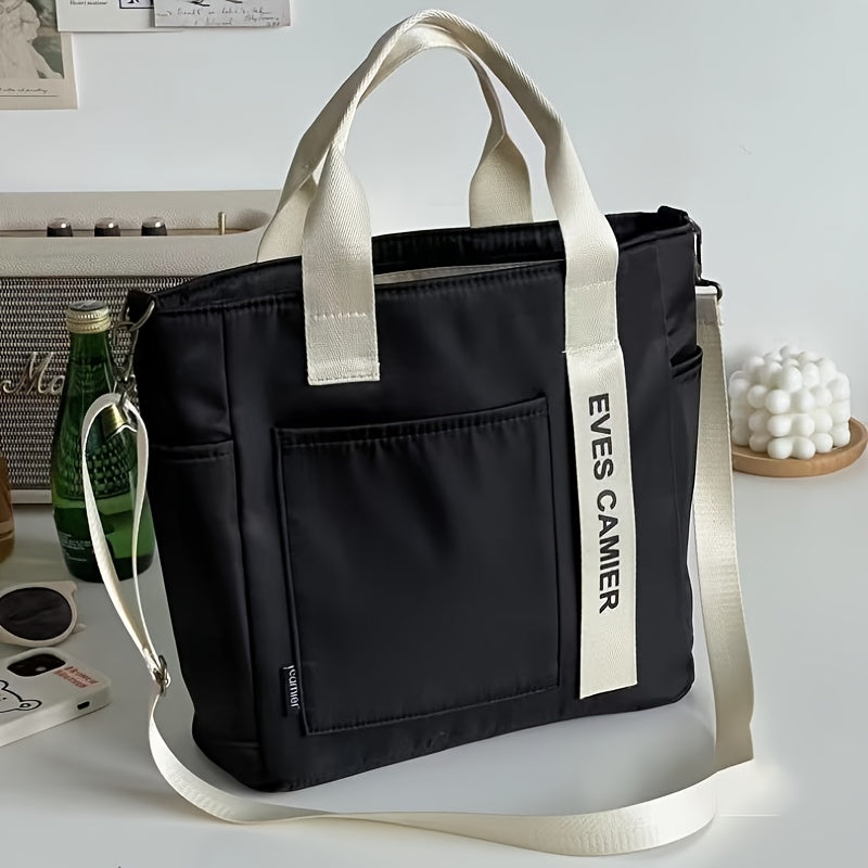 Fashionable Canvas Tote Bag, Hand Carry Duffel Bag, Shoulder Bag For Women Messenger Bag with Zipper Closure
