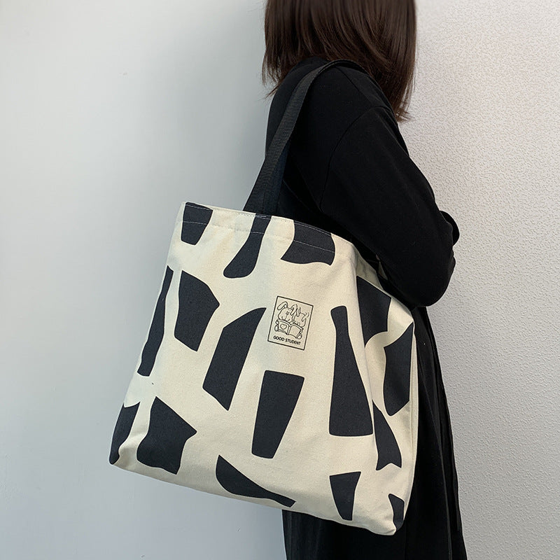 Canvas Shopping Bags, Foldable Eco Reusable Shoulder Bag, Large Zipper Handbag Tote for Women Shopper Pocket