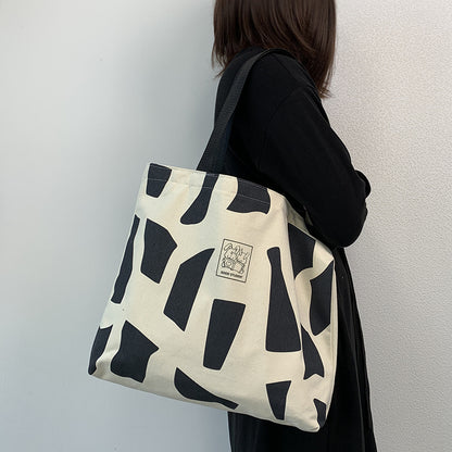 Canvas Shopping Bags, Foldable Eco Reusable Shoulder Bag, Large Zipper Handbag Tote for Women Shopper Pocket