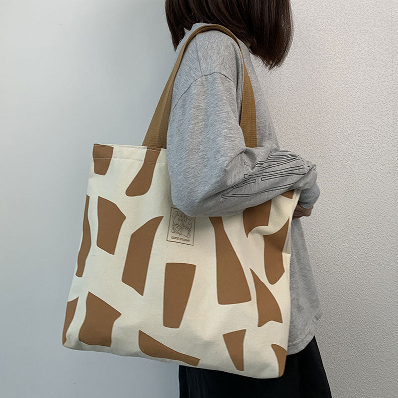 Canvas Shopping Bags, Foldable Eco Reusable Shoulder Bag, Large Zipper Handbag Tote for Women Shopper Pocket
