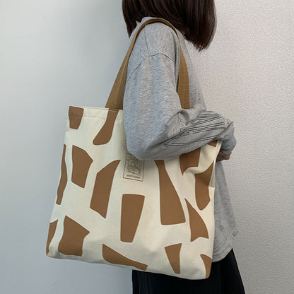 Canvas Shopping Bags, Foldable Eco Reusable Shoulder Bag, Large Zipper Handbag Tote for Women Shopper Pocket