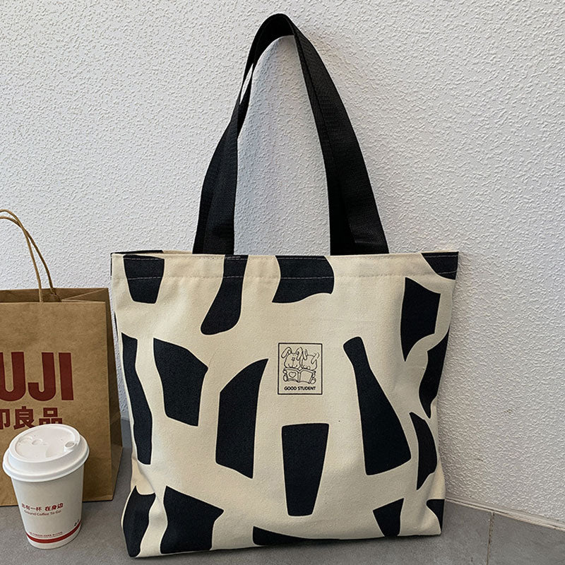 Canvas Shopping Bags, Foldable Eco Reusable Shoulder Bag, Large Zipper Handbag Tote for Women Shopper Pocket