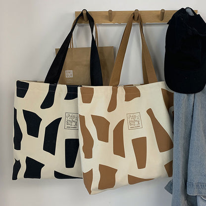 Canvas Shopping Bags, Foldable Eco Reusable Shoulder Bag, Large Zipper Handbag Tote for Women Shopper Pocket