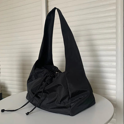 Luxury Designer Black Tote Bag, Women Bag New Nylon Bucket Fashion Solid Zipper, Soft Shoulder Bag Purses and Handbags