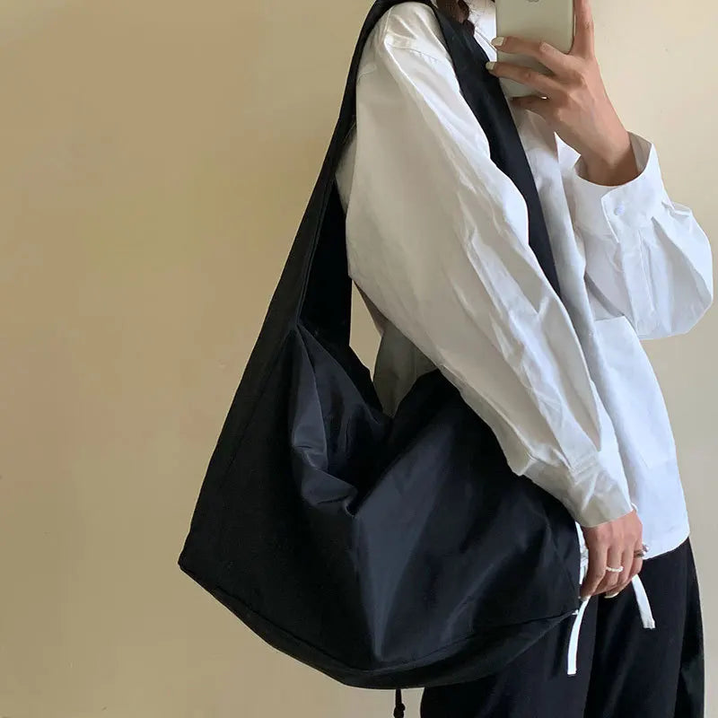 Luxury Designer Black Tote Bag, Women Bag New Nylon Bucket Fashion Solid Zipper, Soft Shoulder Bag Purses and Handbags