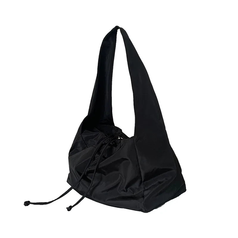 Luxury Designer Black Tote Bag, Women Bag New Nylon Bucket Fashion Solid Zipper, Soft Shoulder Bag Purses and Handbags
