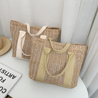 Designer Luxury Color Matching Tote Bag, Summer Trend Straw Bags, New Popular Hit Handbags for Women