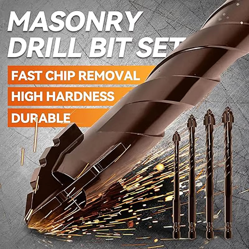 Serrated Drill Bits Set, High Strength Special Serrated Twist Bits for Concrete, Tile, Glass Composite Materials