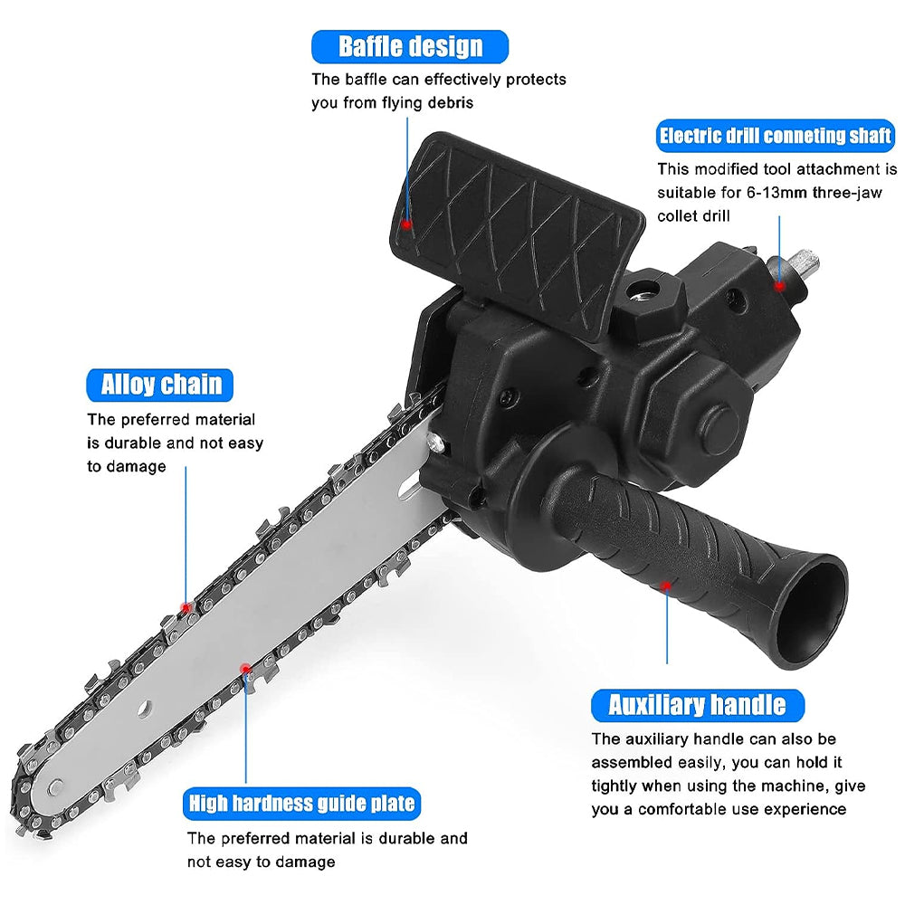 Home Portable Mini Chainsaw Electric Drill Conversion Electric Chain Saw Adapter Tool For Easy Wood 2