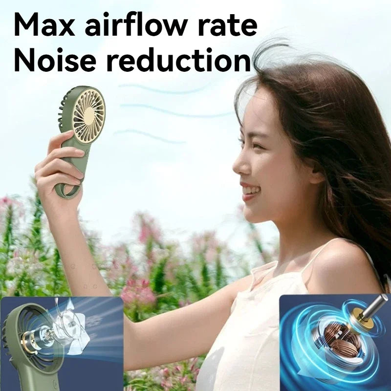 USB Rechargeable Mini Fan, 3-in-1 Foldable Handheld, Desktop, & Hanging Fan with Hook for Outdoor, Office, and Home Use