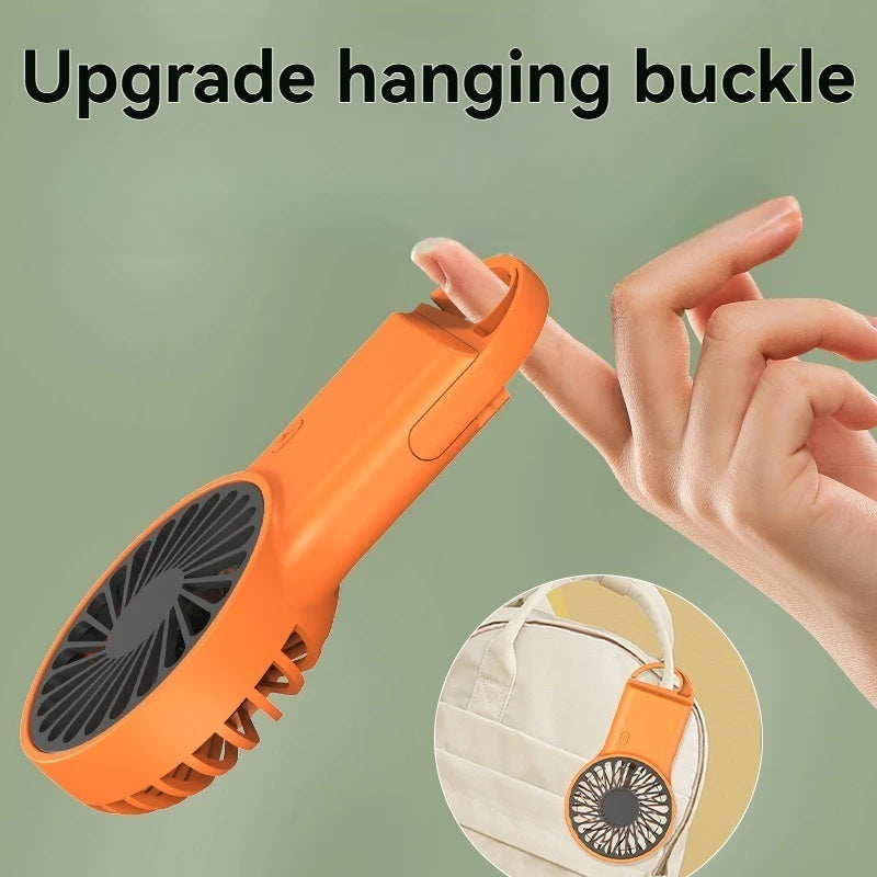 USB Rechargeable Mini Fan, 3-in-1 Foldable Handheld, Desktop, & Hanging Fan with Hook for Outdoor, Office, and Home Use