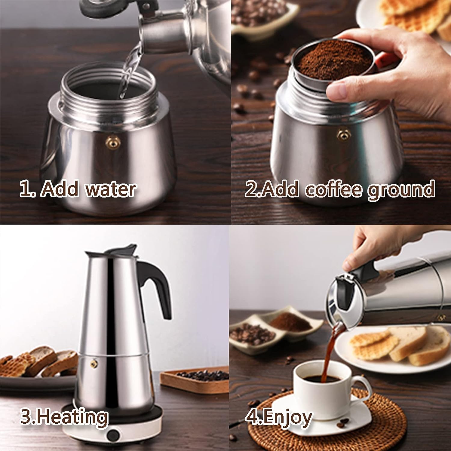 Stove Top Moka Coffee Maker Cups Moka Pot Caffe Machine Espresso Cups Coffee Makers Latte Percolato 2
