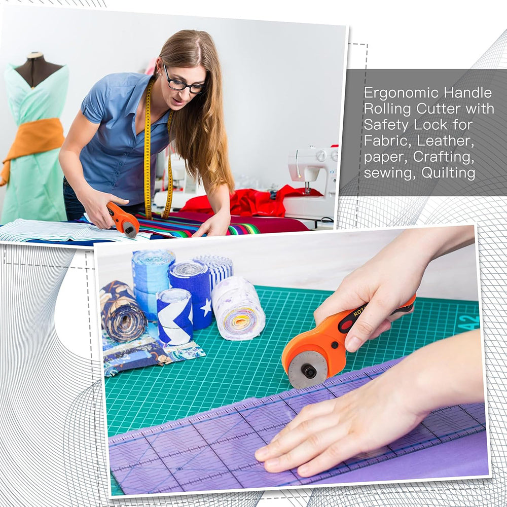 45mm Rotary Cutter with 5 Blades, Fabric Cutter with Safety Lock, Quilting Sewing Leather Cutting Perforating Tool
