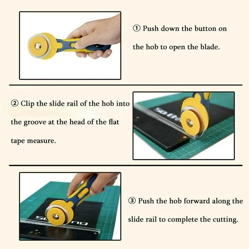 Fabric Sewing Leather Cloth Cutting Tool 60mm Round Hob Rotary Cutter, Patchwork Quilting Flat Rubber Hob