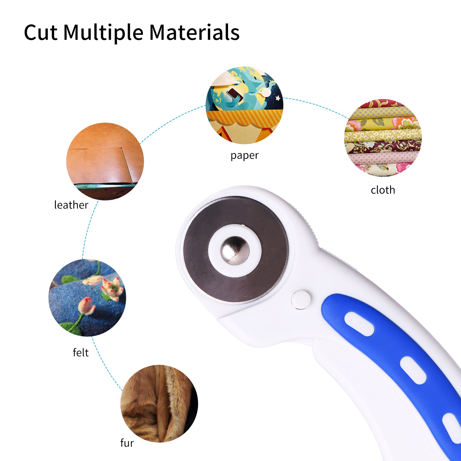 45mm Rotary Cutter with Ergonomic Rubber Handle, Cutting Machine Rolling Cutter, Safety Lock for Fabric Leather