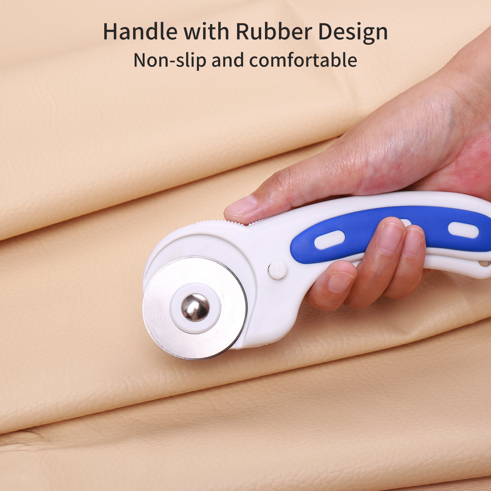45mm Rotary Cutter with Ergonomic Rubber Handle, Cutting Machine Rolling Cutter, Safety Lock for Fabric Leather