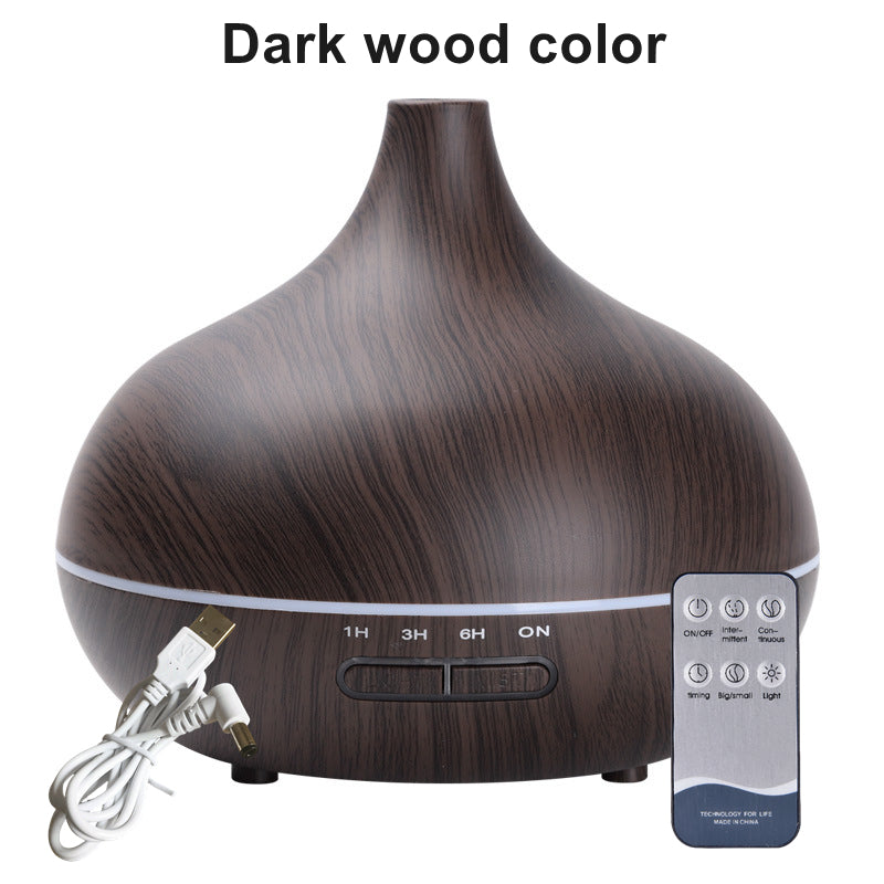 550ml Wood Color USB Aroma Diffuser with 7 Color LED Lights, Remote Control, Essential Oil Diffuser, Air Humidifier
