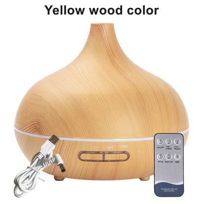 550ml Wood Color USB Aroma Diffuser with 7 Color LED Lights, Remote Control, Essential Oil Diffuser, Air Humidifier