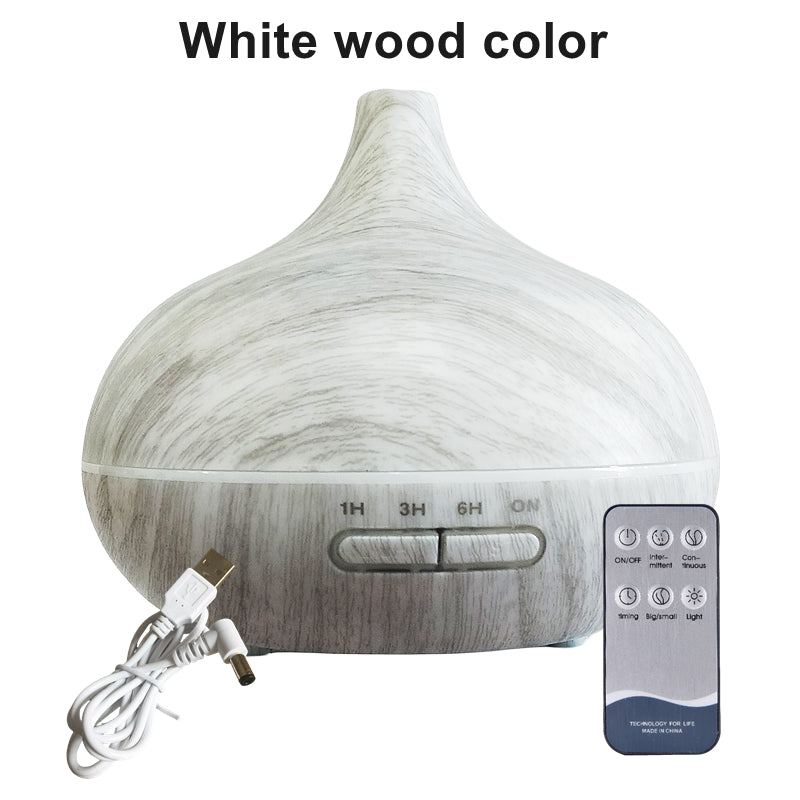 550ml Wood Color USB Aroma Diffuser with 7 Color LED Lights, Remote Control, Essential Oil Diffuser, Air Humidifier