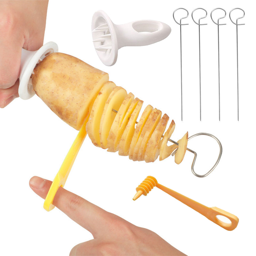 1Set Stainless Steel Potato Slicer, Manual Twisted Potato Spiral Cutter, Creative Vegetable Tool for Uniform Slices