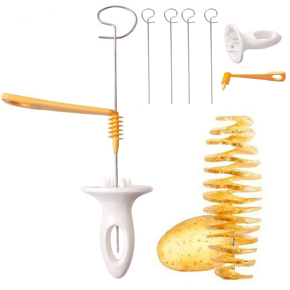 1Set Stainless Steel Potato Slicer Manual Twisted Potato Spiral Cutter Creative Vegetable Tool For  2