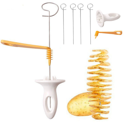 1Set Stainless Steel Potato Slicer Manual Twisted Potato Spiral Cutter Creative Vegetable Tool For  2