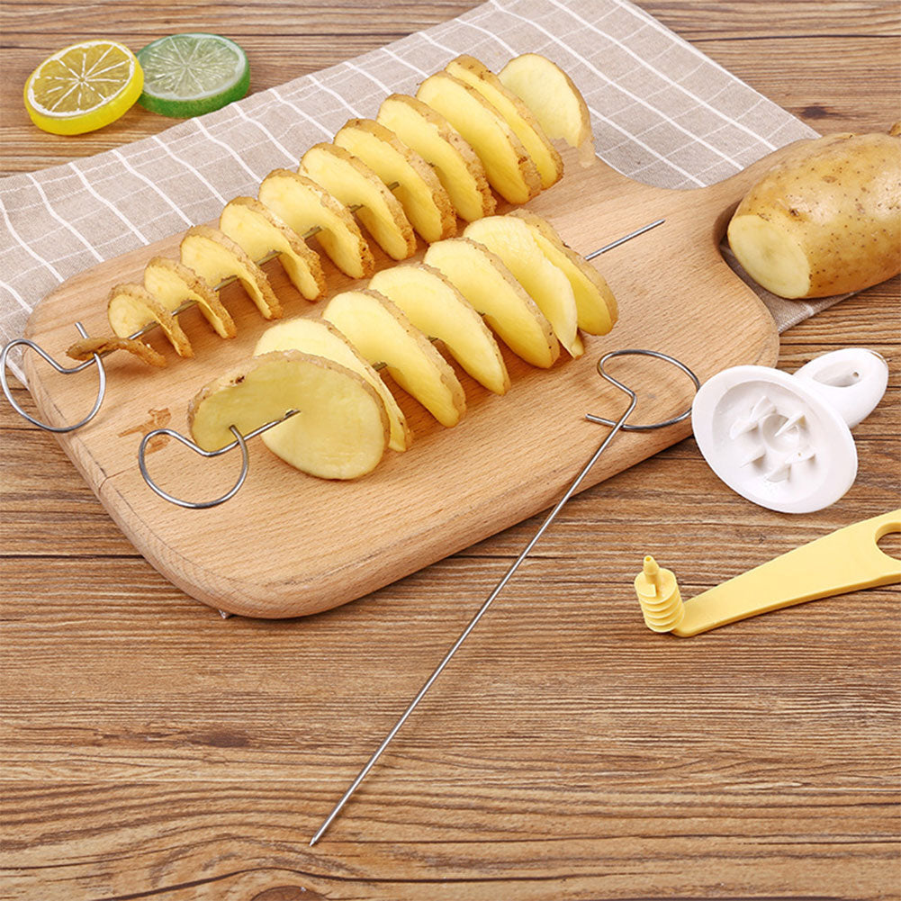 1Set Stainless Steel Potato Slicer Manual Twisted Potato Spiral Cutter Creative Vegetable Tool For  3
