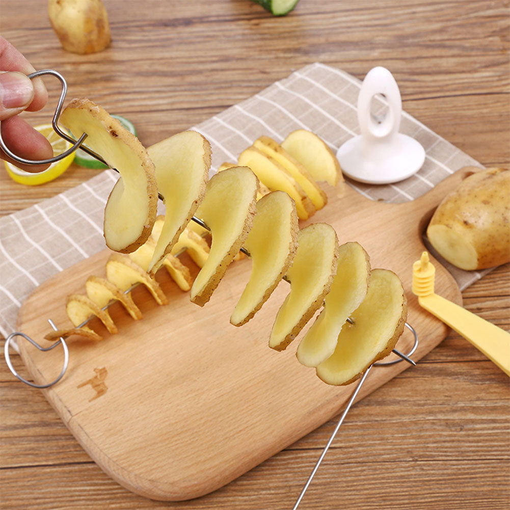 1Set Stainless Steel Potato Slicer Manual Twisted Potato Spiral Cutter Creative Vegetable Tool For  4