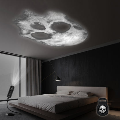 3D Skull Projection Lamp, USB Powered LED Night Light with Holographic Effect for Halloween, Room Decor, and Party