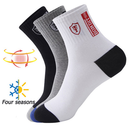 5 Pairs Men's Sports Socks, Spring & Fall Thin Athletic Socks, Breathable, Sweat-Absorbent for Basketball, Running