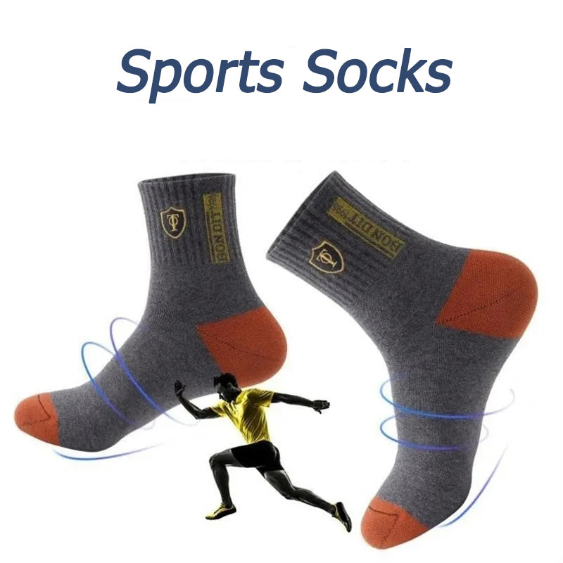 5 Pairs Men's Sports Socks, Spring & Fall Thin Athletic Socks, Breathable, Sweat-Absorbent for Basketball, Running
