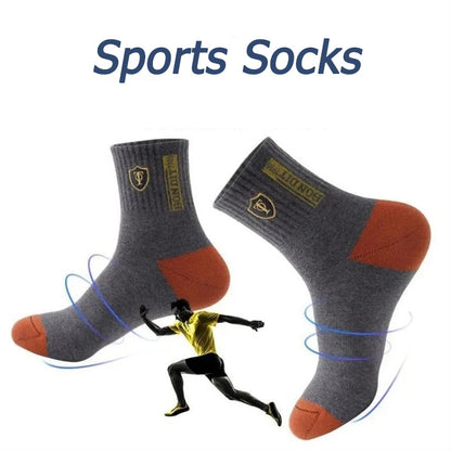 5 Pairs Men's Sports Socks, Spring & Fall Thin Athletic Socks, Breathable, Sweat-Absorbent for Basketball, Running