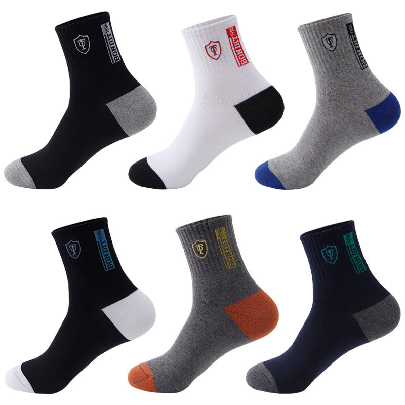 5 Pairs Men's Sports Socks, Spring & Fall Thin Athletic Socks, Breathable, Sweat-Absorbent for Basketball, Running