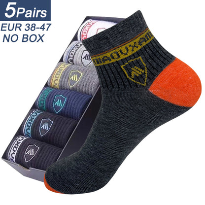 5 Pairs Men's Sports Socks, Spring & Fall Thin Athletic Socks, Breathable, Sweat-Absorbent for Basketball, Running