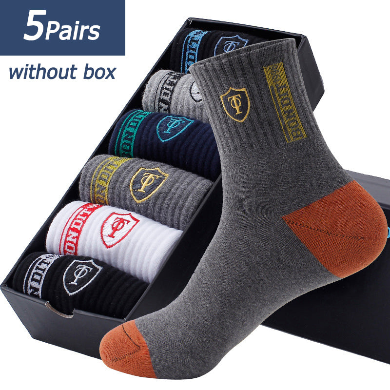 5 Pairs Men's Sports Socks, Spring & Fall Thin Athletic Socks, Breathable, Sweat-Absorbent for Basketball, Running