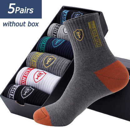 5 Pairs Men's Sports Socks, Spring & Fall Thin Athletic Socks, Breathable, Sweat-Absorbent for Basketball, Running