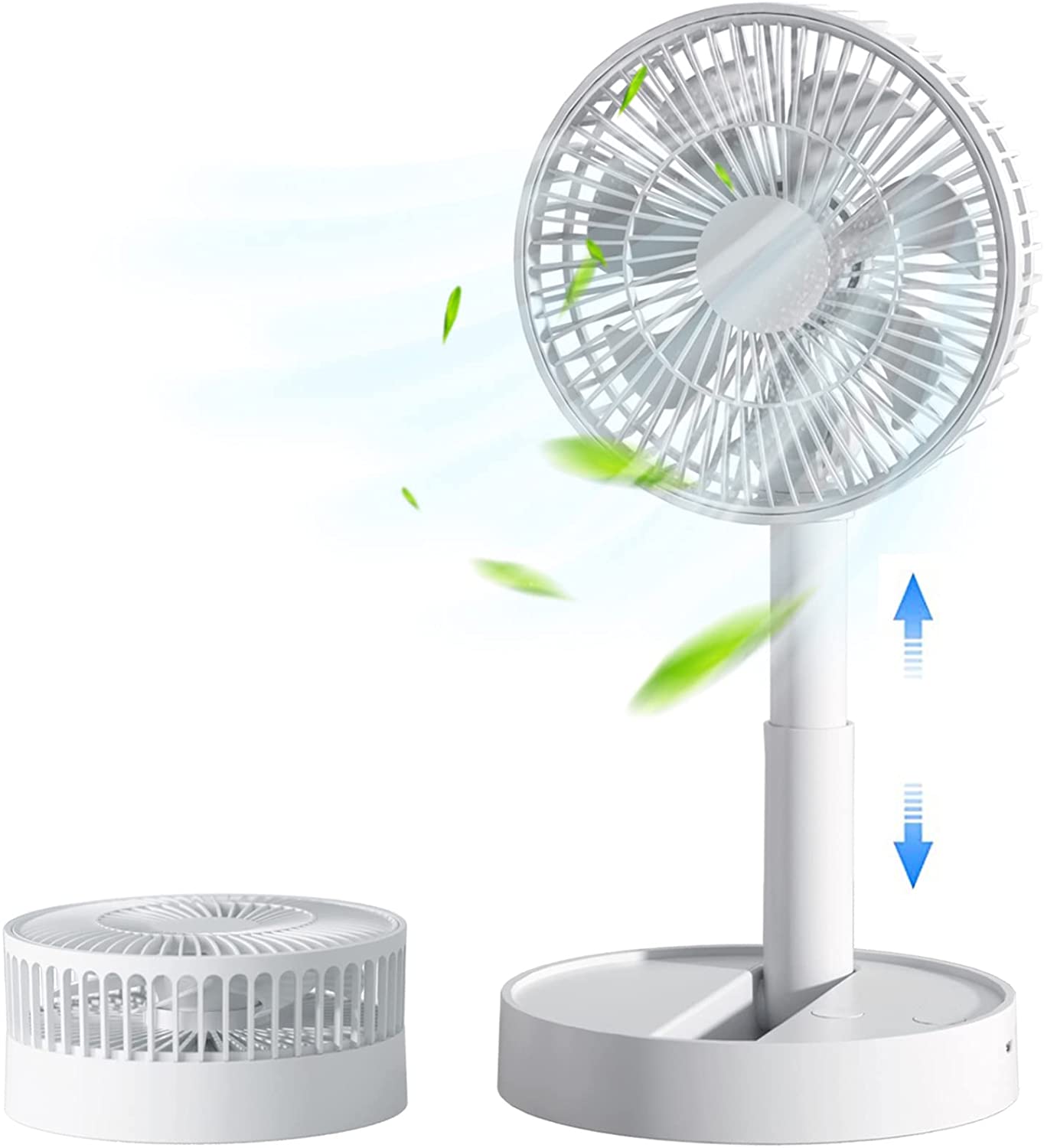Portable 5200mAh Table Fan, Foldable, Rechargeable Mini Fan with 4 Speeds & Auto-Off Timer for Personal Cooling Anywhere